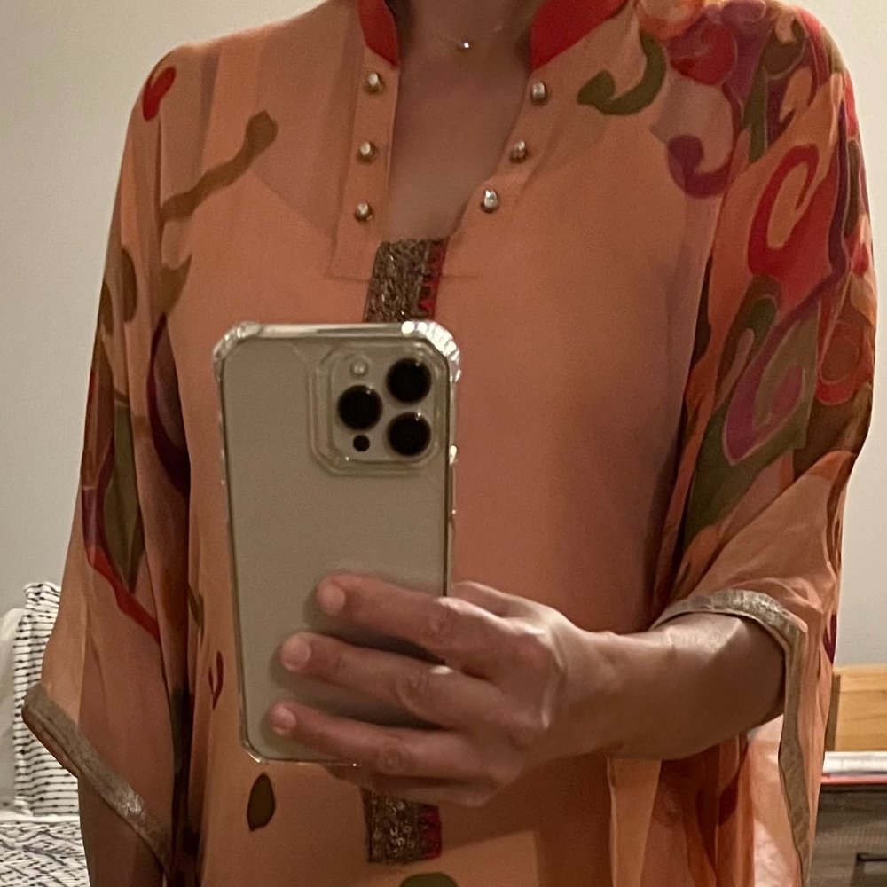 Coral Chiffon Kaftan